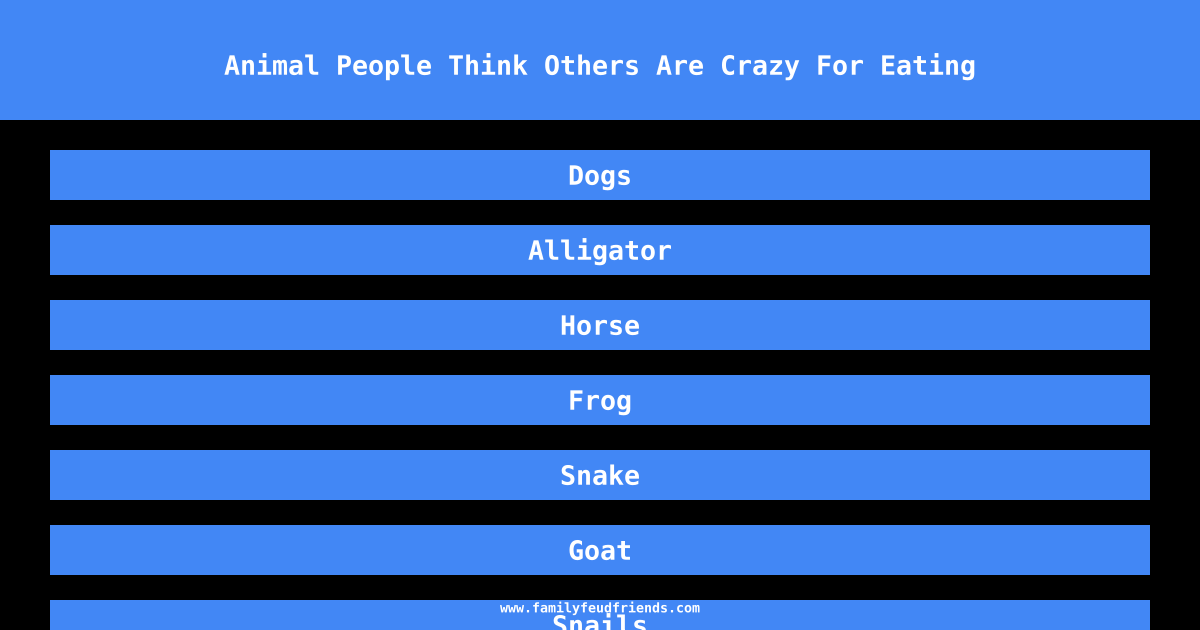 Animal People Think Others Are Crazy For Eating answer