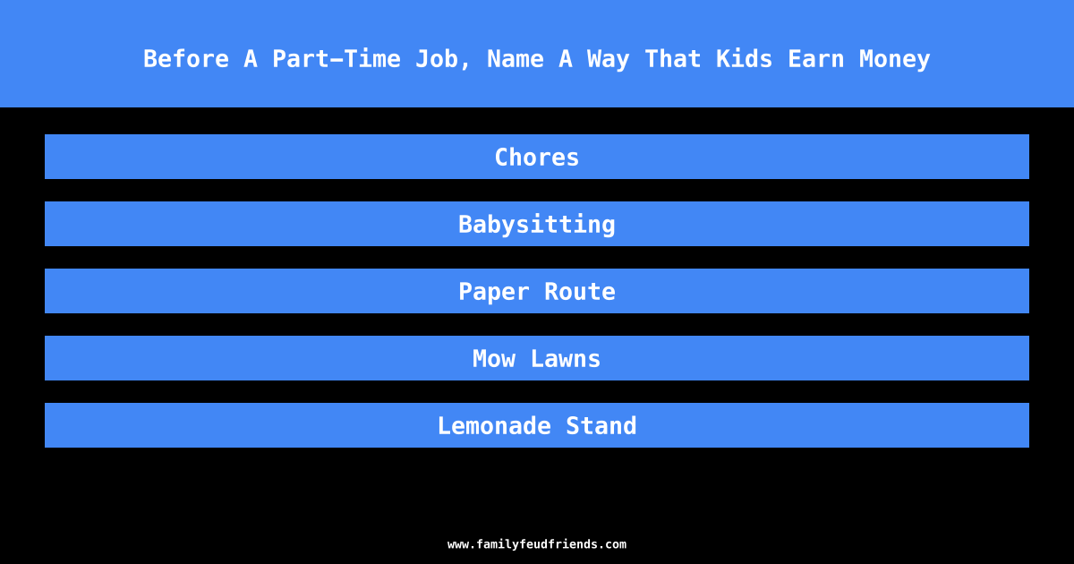 Before A Part-Time Job, Name A Way That Kids Earn Money answer