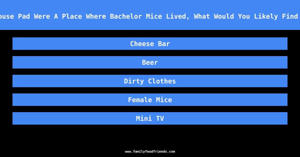 if A Mouse Pad Were A Place Where Bachelor Mice Lived, What Would You Likely Find Inside answer