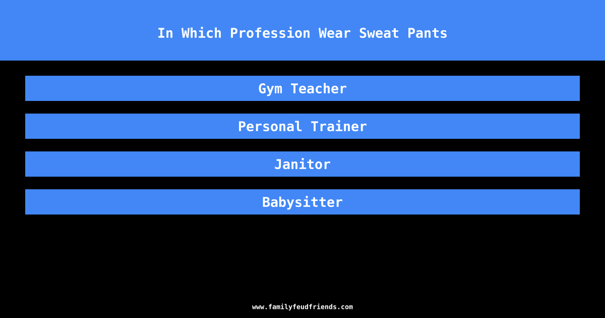 In Which Profession Wear Sweat Pants answer