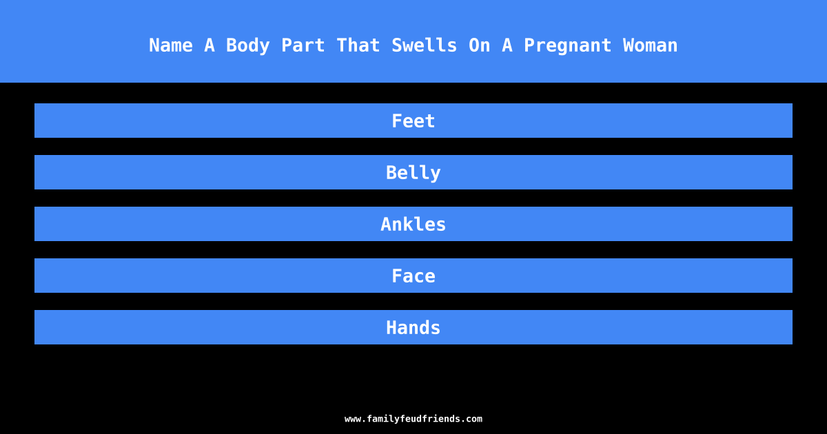 Name A Body Part That Swells On A Pregnant Woman answer