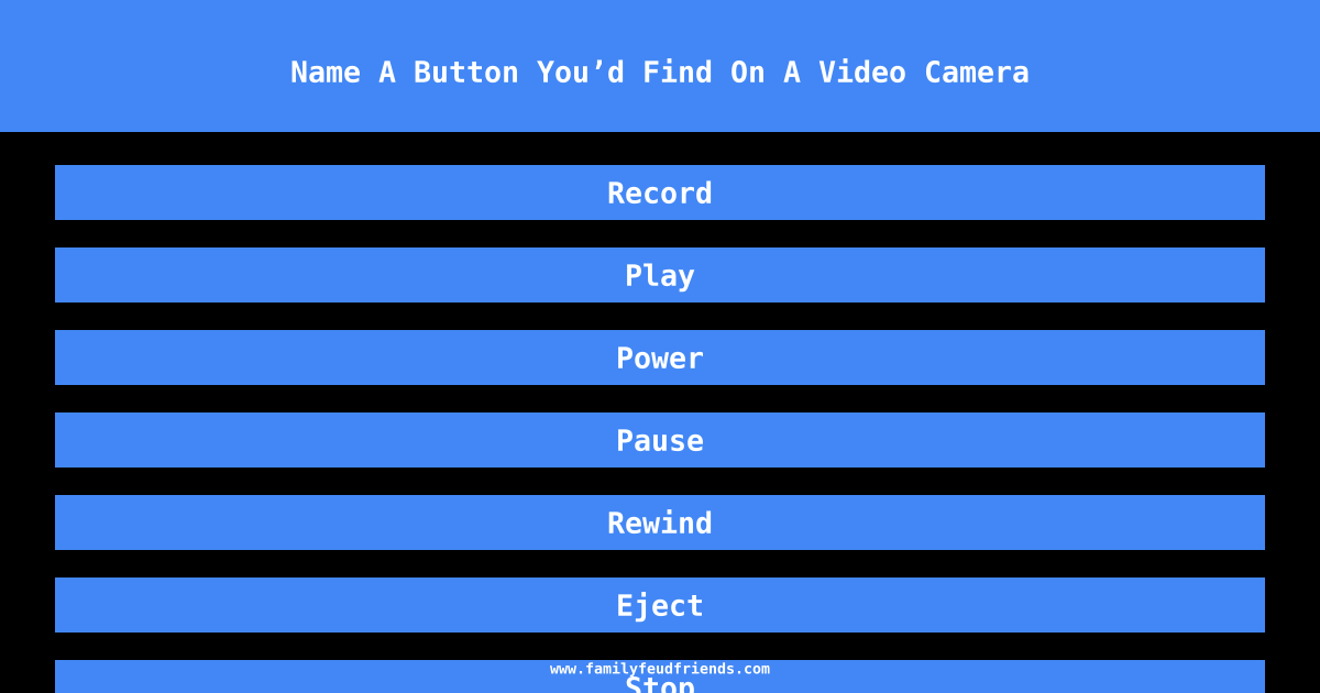 Name A Button You’d Find On A Video Camera answer