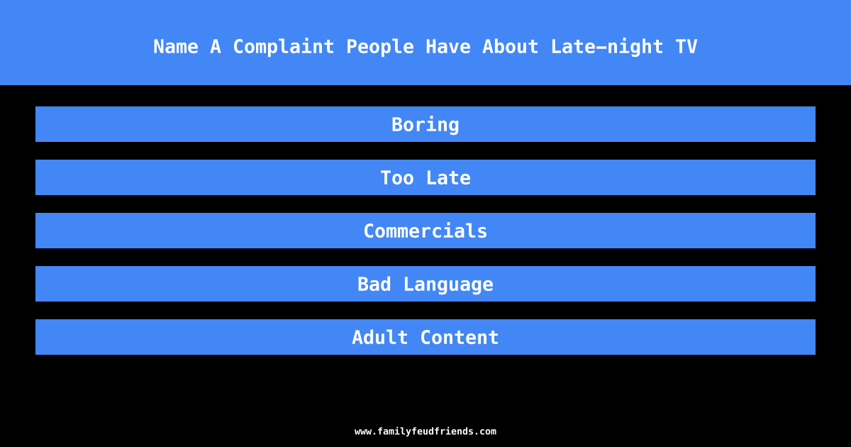 Name A Complaint People Have About Late-night TV answer