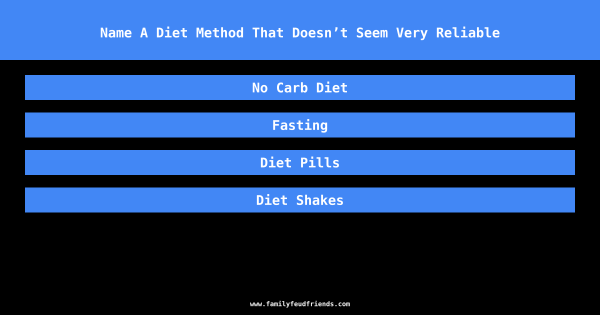 Name A Diet Method That Doesn’t Seem Very Reliable answer