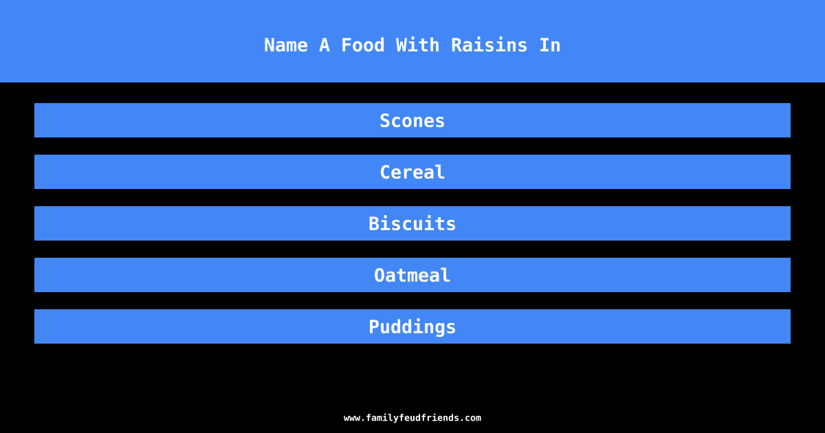 Name A Food With Raisins In answer