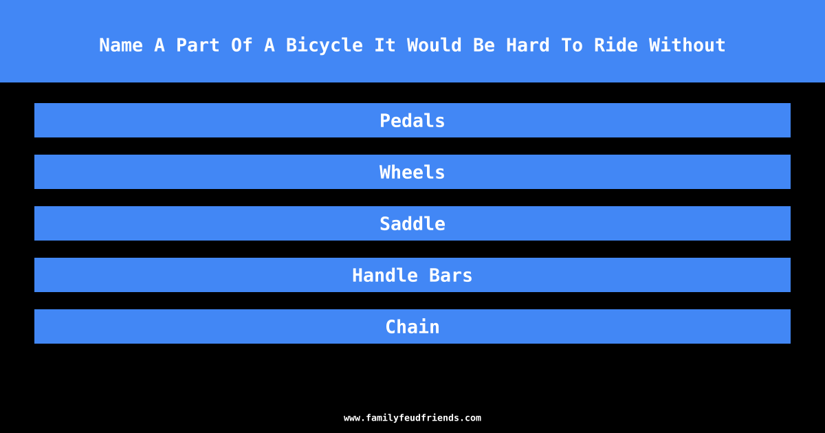 Name A Part Of A Bicycle It Would Be Hard To Ride Without answer