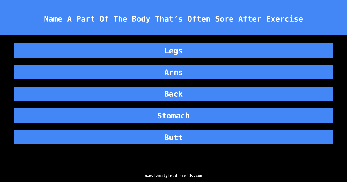 Name A Part Of The Body That’s Often Sore After Exercise answer