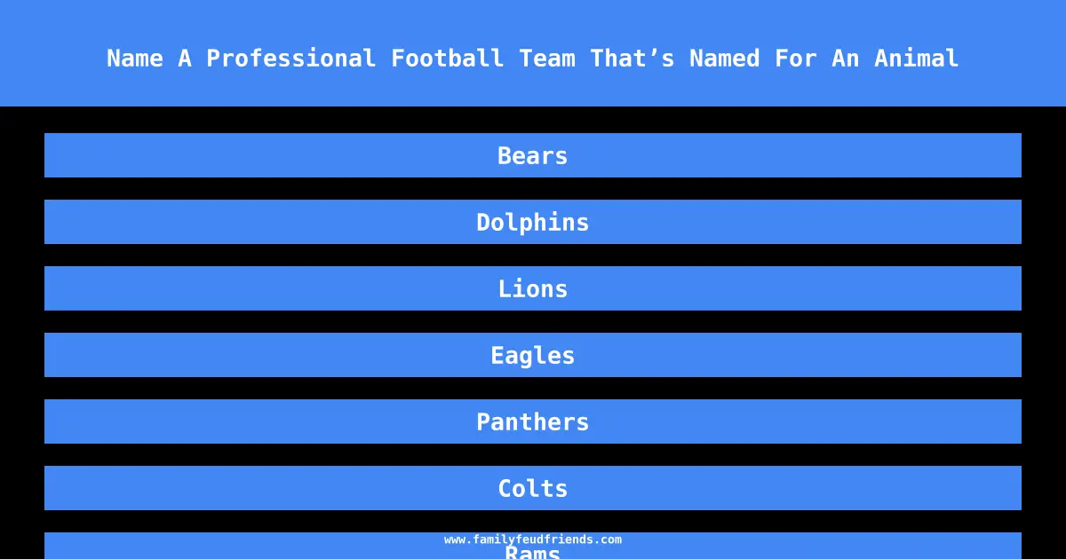 Name A Professional Football Team That’s Named For An Animal answer