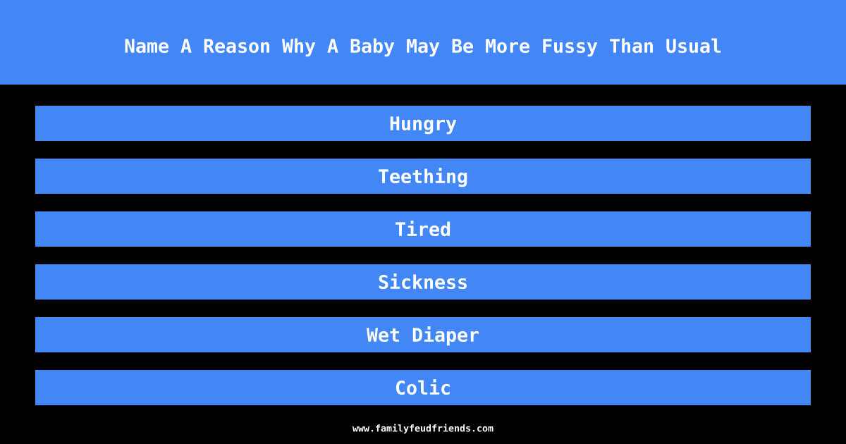 Name A Reason Why A Baby May Be More Fussy Than Usual answer