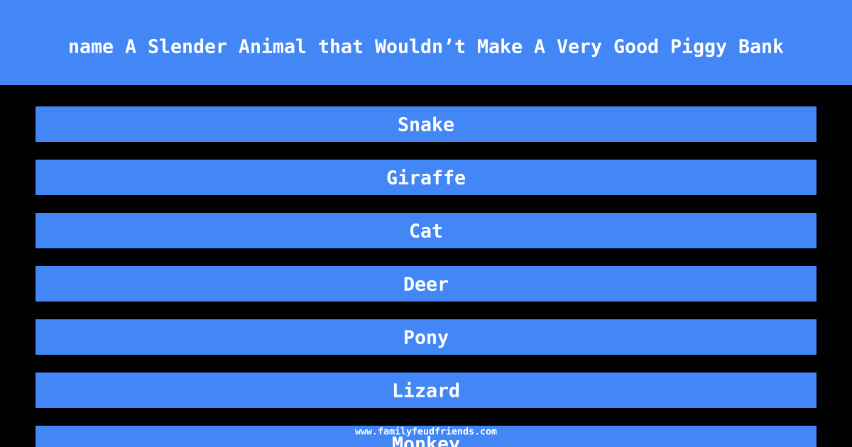 name A Slender Animal that Wouldn’t Make A Very Good Piggy Bank answer