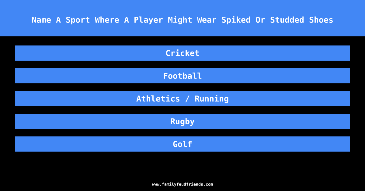 Name A Sport Where A Player Might Wear Spiked Or Studded Shoes answer