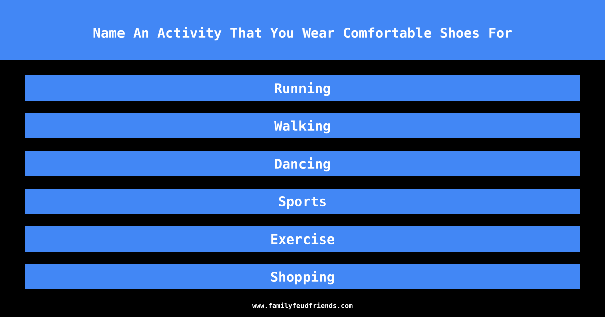 Name An Activity That You Wear Comfortable Shoes For answer