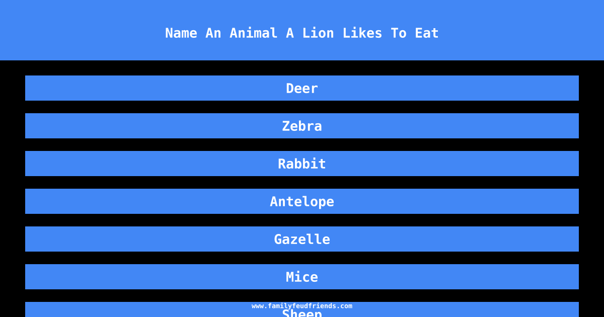Name An Animal A Lion Likes To Eat answer