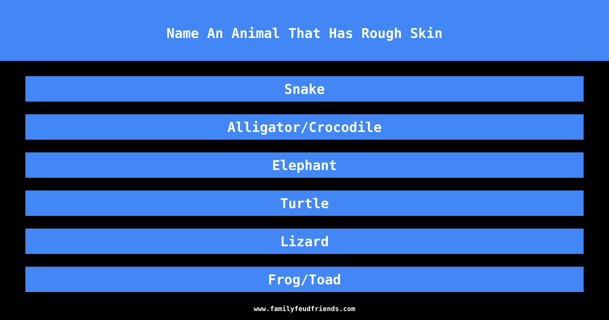 Name An Animal That Has Rough Skin answer