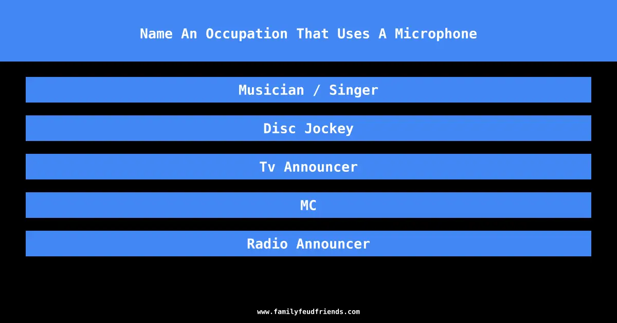 Name An Occupation That Uses A Microphone answer