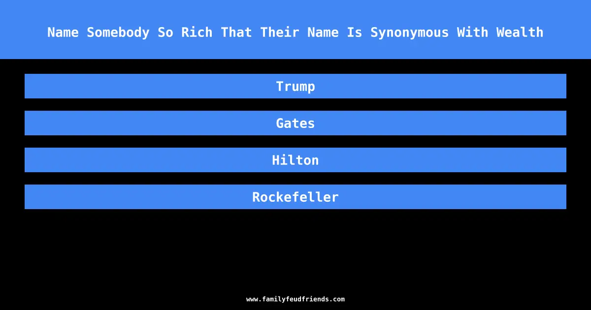 Name Somebody So Rich That Their Name Is Synonymous With Wealth answer