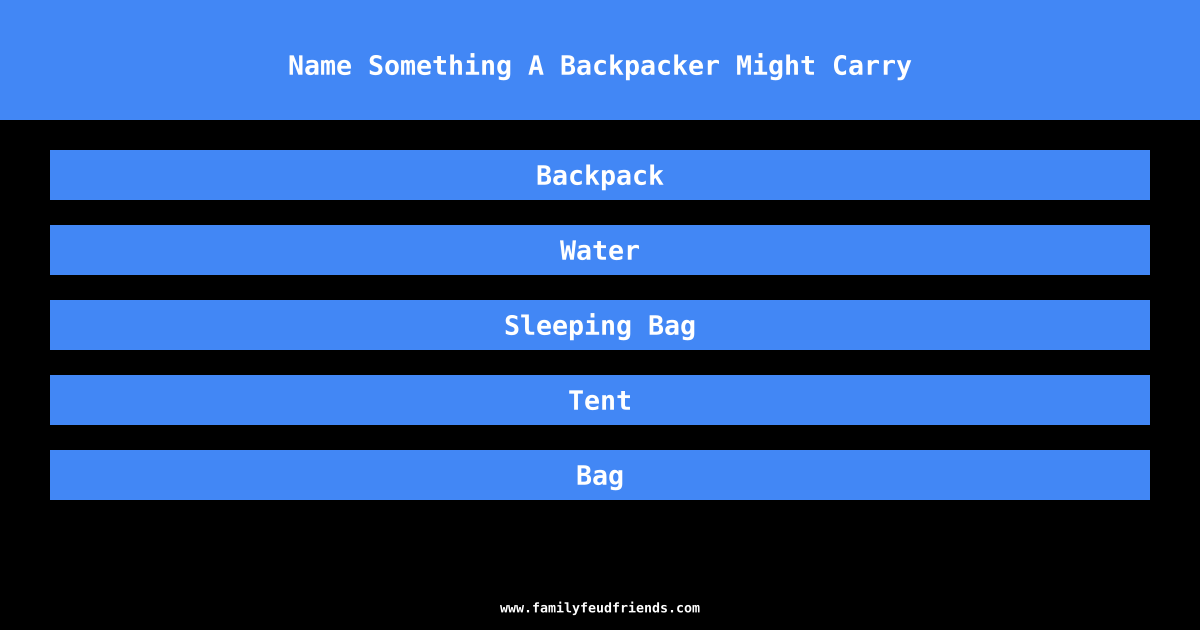 Name Something A Backpacker Might Carry answer
