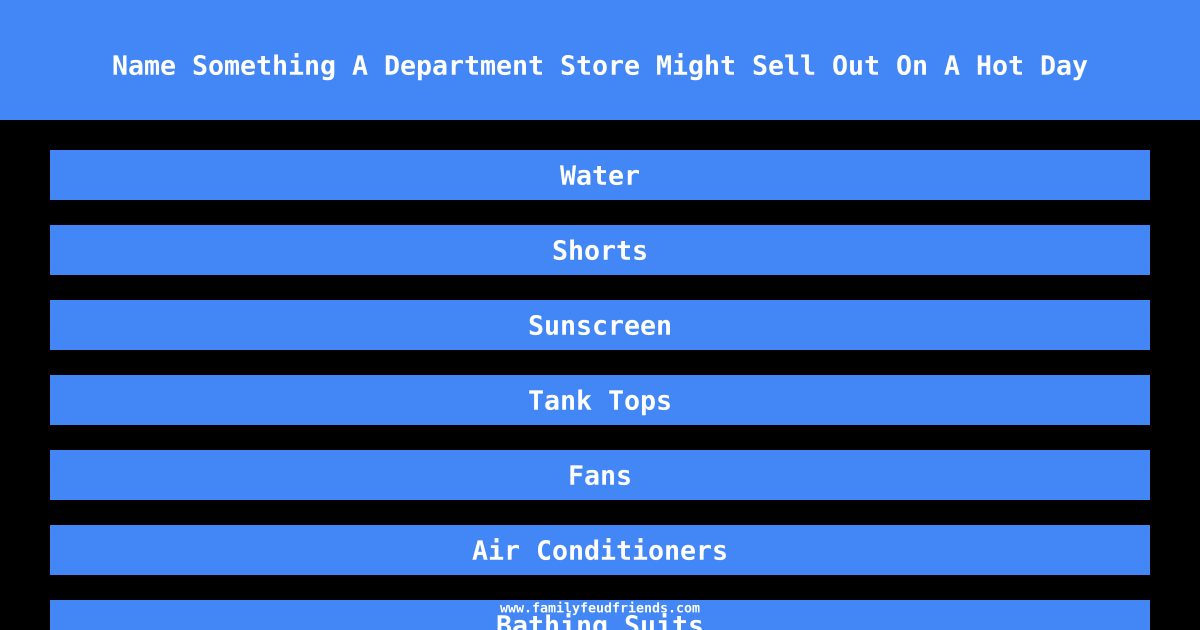 Name Something A Department Store Might Sell Out On A Hot Day answer