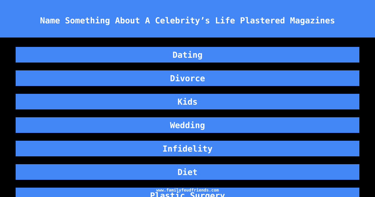 Name Something About A Celebrity’s Life Plastered Magazines answer