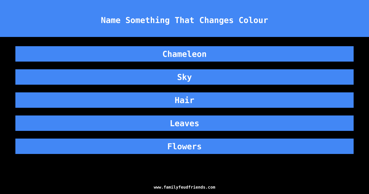 Name Something That Changes Colour answer
