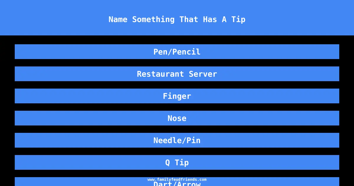 Name Something That Has A Tip answer