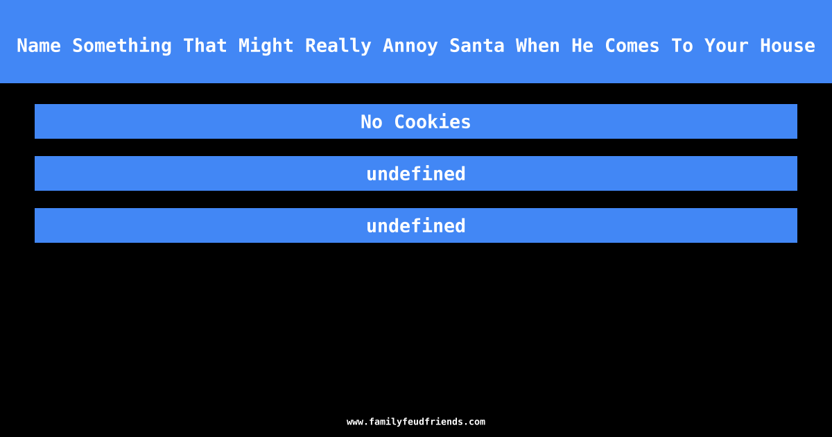 Name Something That Might Really Annoy Santa When He Comes To Your House answer