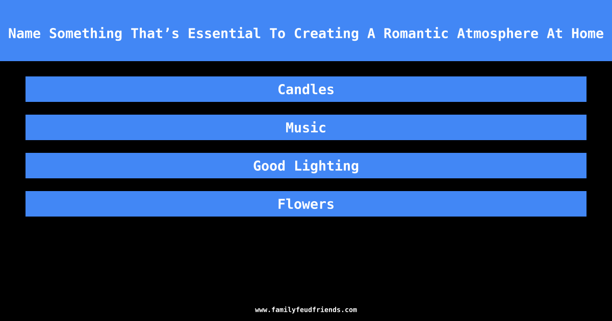 Name Something That’s Essential To Creating A Romantic Atmosphere At Home answer