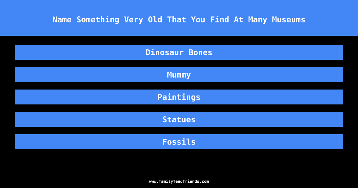 Name Something Very Old That You Find At Many Museums answer