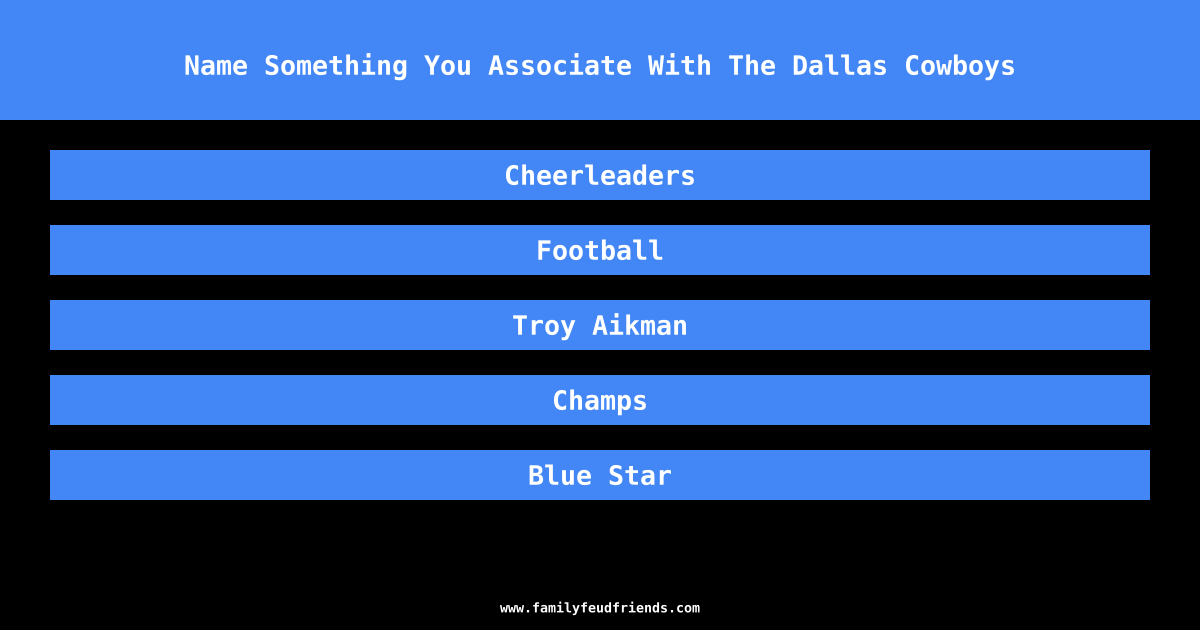 Name Something You Associate With The Dallas Cowboys answer