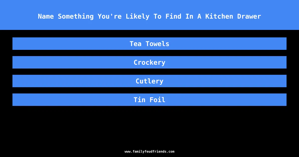 Name Something You're Likely To Find In A Kitchen Drawer answer