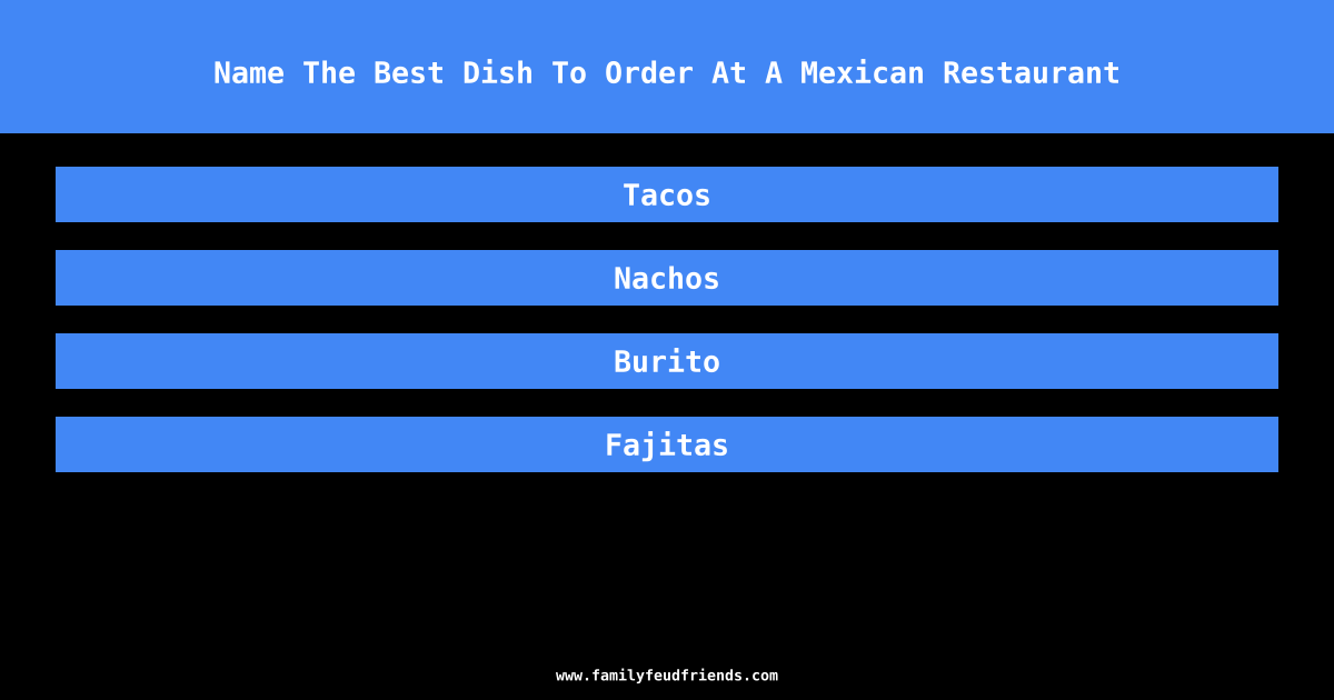 Name The Best Dish To Order At A Mexican Restaurant answer