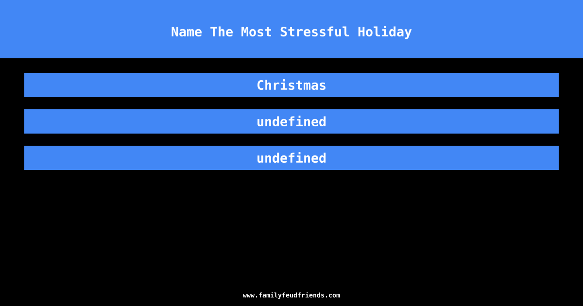 Name The Most Stressful Holiday answer