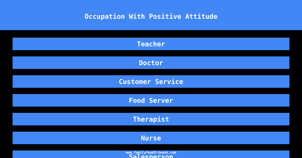 Occupation With Positive Attitude answer