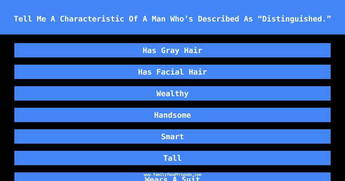 Tell Me A Characteristic Of A Man Who’s Described As “Distinguished.” answer