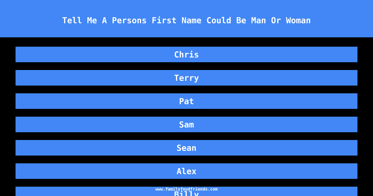 Tell Me A Persons First Name Could Be Man Or Woman answer