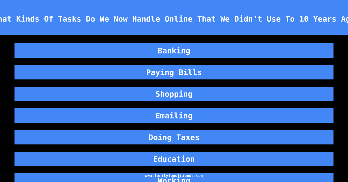 What Kinds Of Tasks Do We Now Handle Online That We Didn’t Use To 10 Years Ago answer