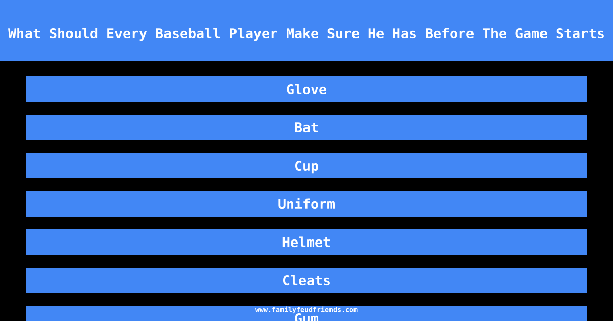What Should Every Baseball Player Make Sure He Has Before The Game Starts answer