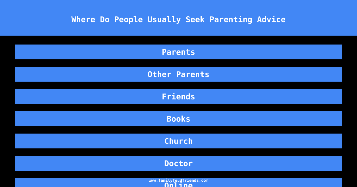 Where Do People Usually Seek Parenting Advice answer