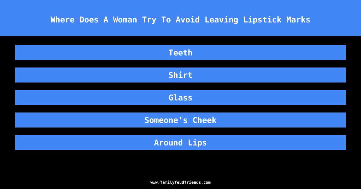 Where Does A Woman Try To Avoid Leaving Lipstick Marks answer