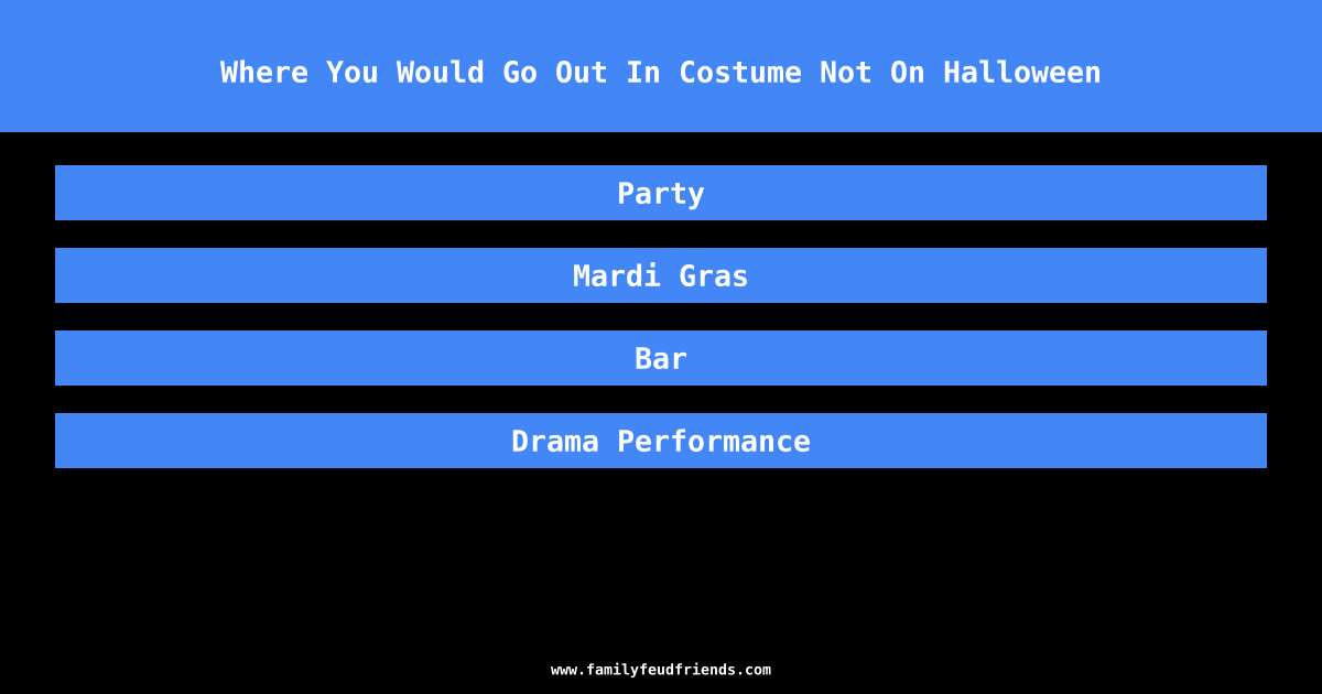 Where You Would Go Out In Costume Not On Halloween answer