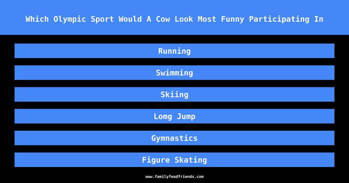 Which Olympic Sport Would A Cow Look Most Funny Participating In answer