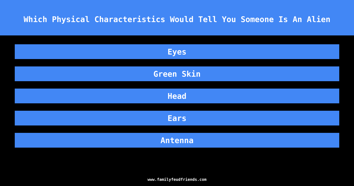 Which Physical Characteristics Would Tell You Someone Is An Alien answer