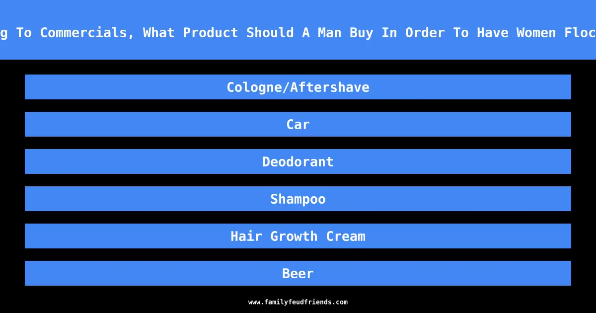 According To Commercials, What Product Should A Man Buy In Order To Have Women Flock To Him answer