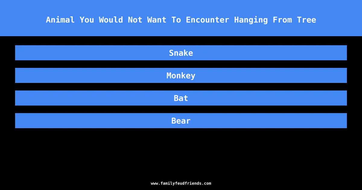 Animal You Would Not Want To Encounter Hanging From Tree answer