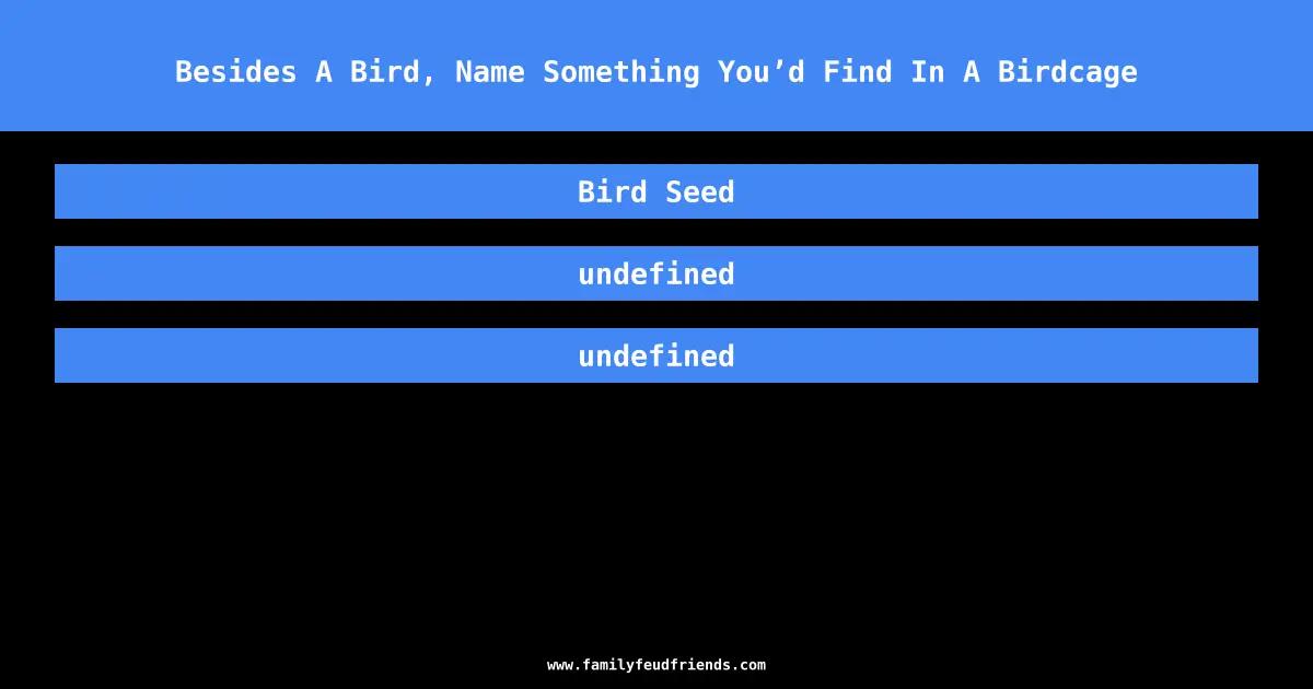 Besides A Bird, Name Something You’d Find In A Birdcage answer