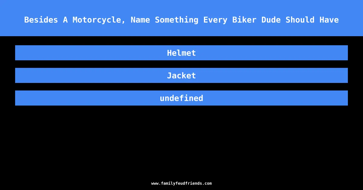 Besides A Motorcycle, Name Something Every Biker Dude Should Have answer