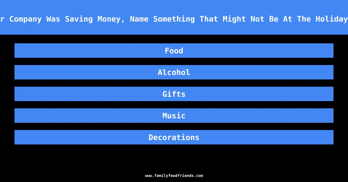 If Your Company Was Saving Money, Name Something That Might Not Be At The Holiday Party answer