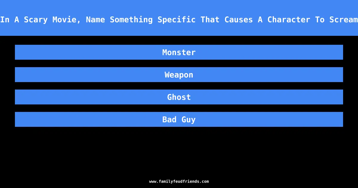 In A Scary Movie, Name Something Specific That Causes A Character To Scream answer