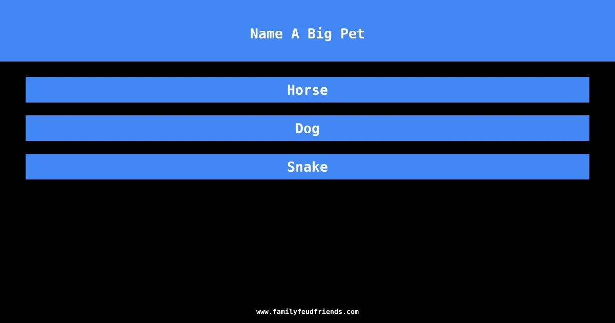 Name A Big Pet answer