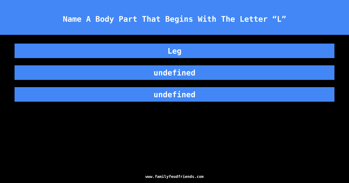 Name A Body Part That Begins With The Letter “L” answer